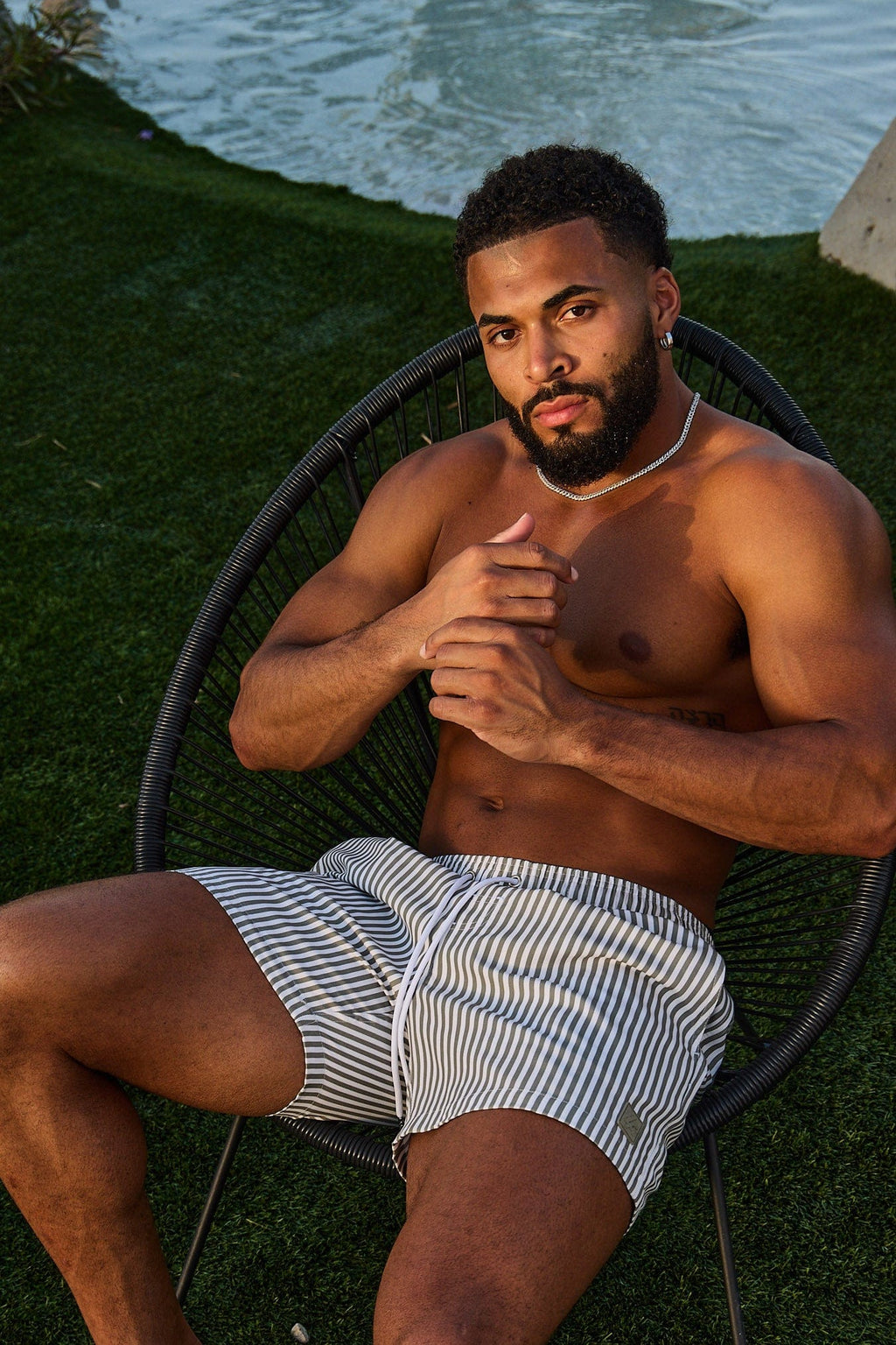 1056 - Striped Swim Shorts